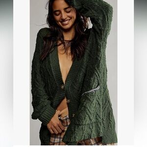 Free people Montana Cardigan in Aged Pine